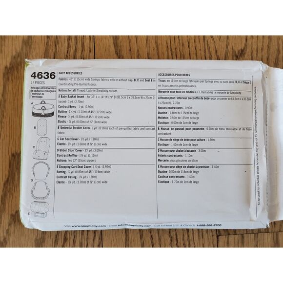 Simplicity 4636 Baby Accessories New Uncut - Picture 4 of 4